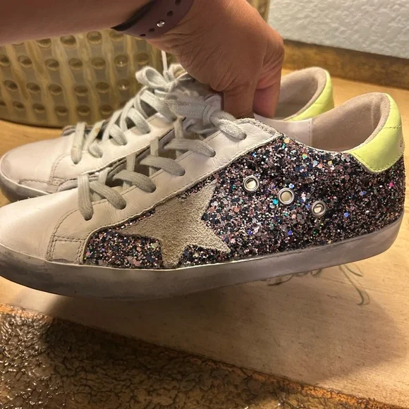 Golden Goose Multicolor Glitter Sneakers with Neon Yellow Sz 40 EUC! - Picture 7 of 15